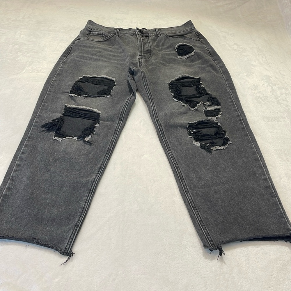 BLUE SAVVY DENIM WOMEN FADED LIGHT BLACK JEANS DISTRESSED